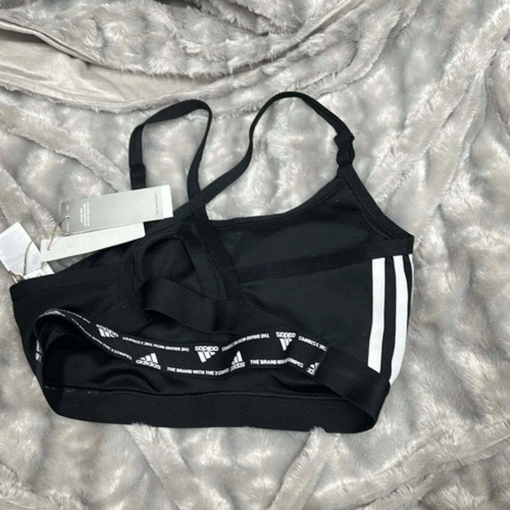 Adidas Womens Light Support 3 Stripe Sports Bra Size 3X Color Black/White